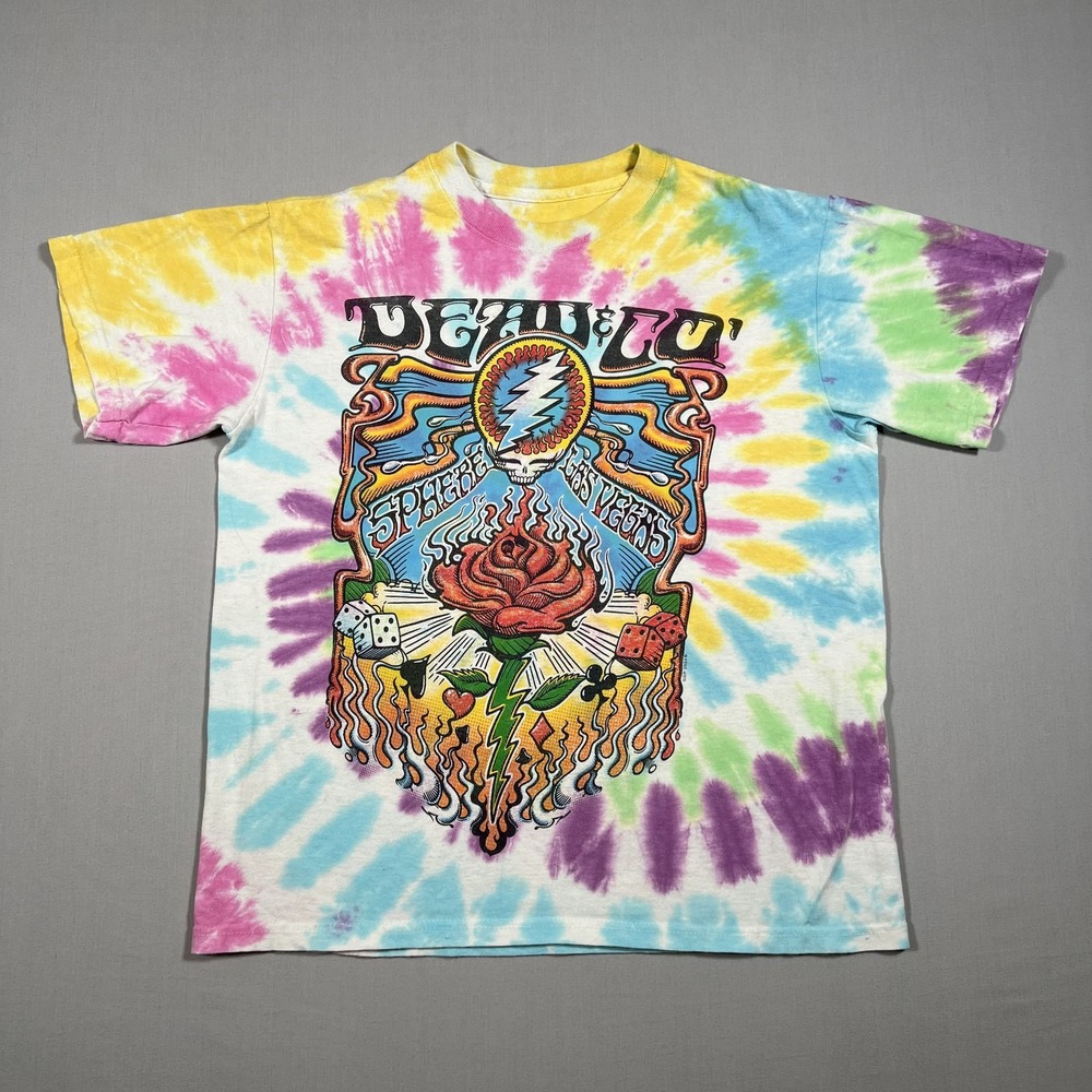 Dead & Company Sphere Las Vegas 2024 Tie Dye T-Shirt Liquid Blue Small Rose Bear